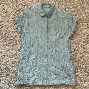 A&F Light Blue Crinkled Button-Up Sun Dress